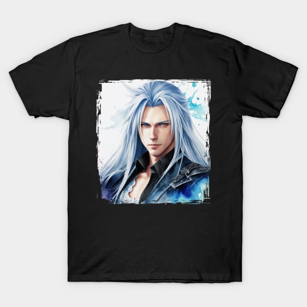 Watercolor of Sephiroth from Final Fantasy T-Shirt by Tiago Augusto